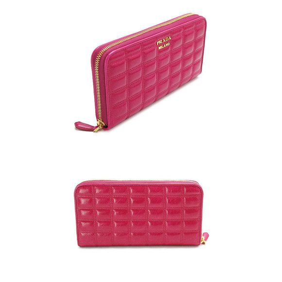Prada Vitello Shine Quilt Quilted Wallet Fuchsia - Picture 2 of 3